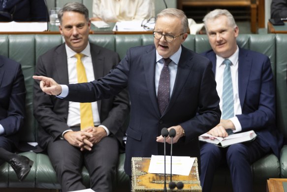 Prime Minister Anthony Albanese during Question Time at Parliament House in Canberra.