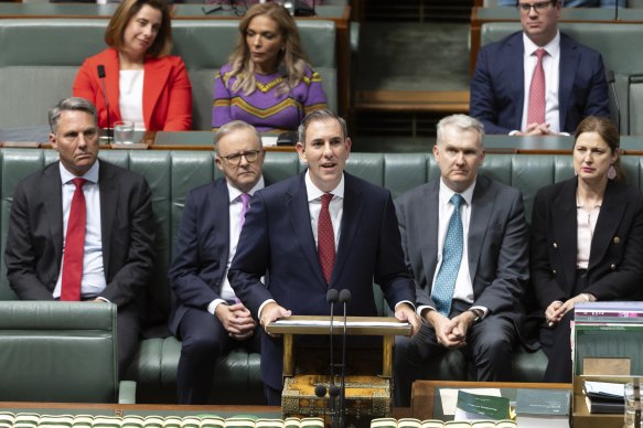 Treasurer Jim Chalmers during his budget speech.