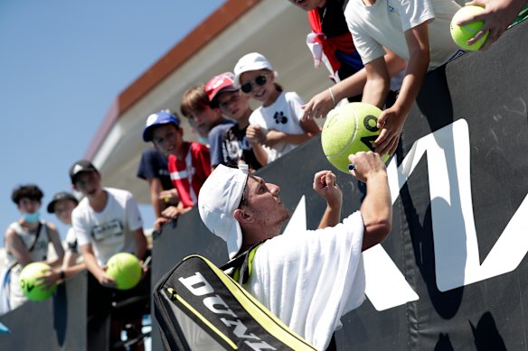 Miomir Kecmanovic of Serbia after his win yesterday.