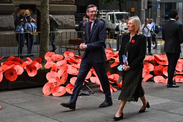 NSW Premier Dominic Perrottet at the Martin Place Cenotaph today.