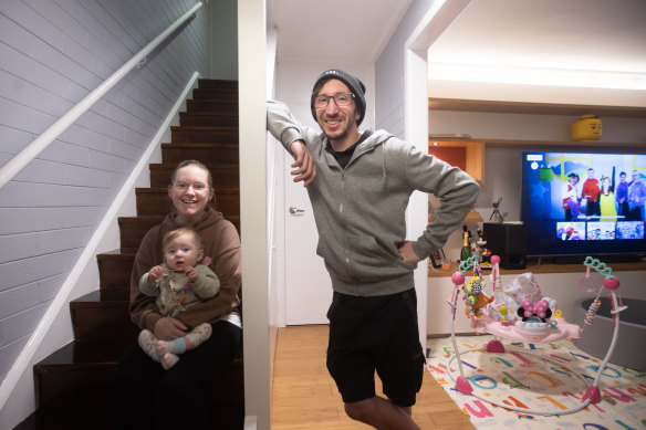 Mark and Natasha Constantine with daughter Charlotte. They used a first home owner grant to get their house.