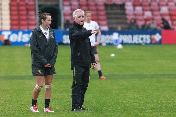 Tom Sermanni with a young Caitlin Foord during his Matildas days.