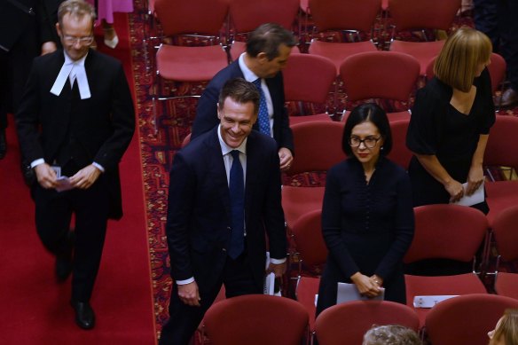 New premier Chris Minns with his deputy, Prue Car, at the opening of the new parliament