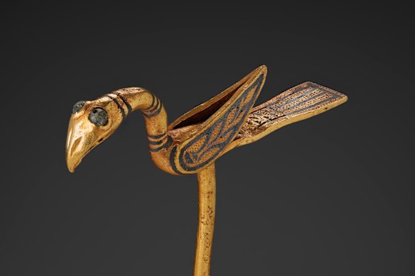 A gold bird pin from the Galloway Hoard, dated to about AD900.