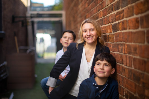 Debra Filippin with sons Isaac (rear) and August.