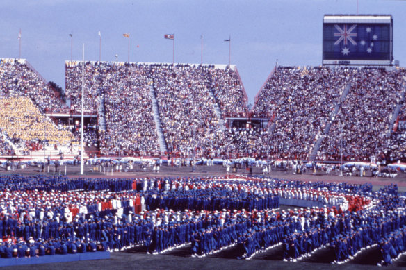 The opening ceremony of the 1982 Commonwealth Games at Brisbane’s QEII stadium, since renamed QSAC.