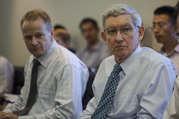 Former Melanoma Institute Australia director, Professor John Thompson, at right, with Scolyer.