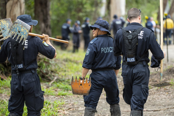 About 30 police operational support officers will be replaced by a new team on Sunday morning and continue searching for clues.