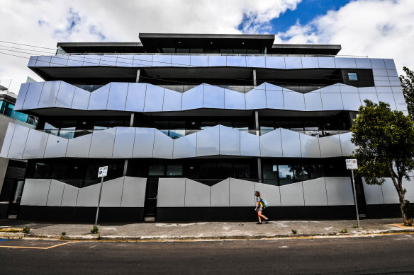 The $5 million Port Melbourne apartment development that has sat vacant for almost a year.