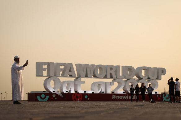 People gather at the Corniche Waterfront ahead of the FIFA World Cup Qatar 2022.