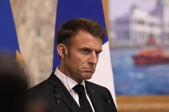 French President Emmanuel Macron at a joint press conference with Egyptian President Abdel Fattah el-Sisi in Cairo on Wednesday.