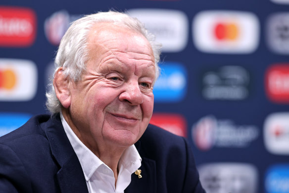 World Rugby chairman Bill Beaumont speaks in Paris.