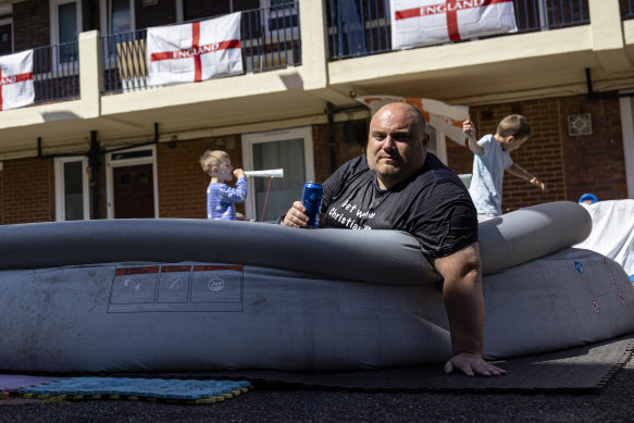 Chris Dowse chills out in the middle of the newly decorated Kirby Estate in London.