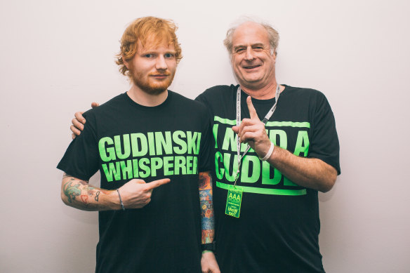 Ed Sheeran, left, considered Gudinski a kindred spirit despite a 40-year age gap.