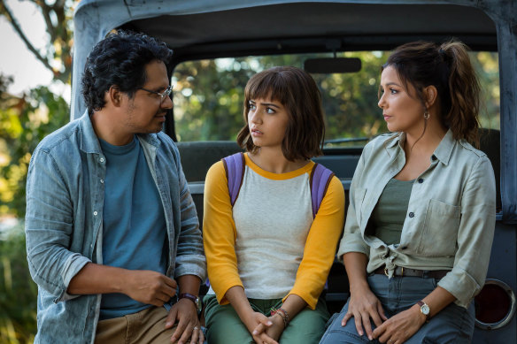 Michael Pena, Isabela Moner and Eva Longoria.