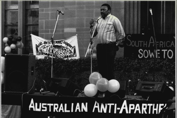 ANC representative Eddie Funde in Australia, 1990.