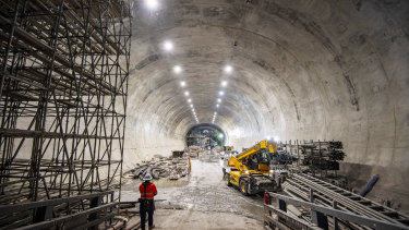 Construction of Victoria Cross Station, 31 metres below ground level, in the heart of the North Sydney business district, part of stage 2 of Sydney Metros plan to build 66km of metro rail across Sydney by 2024. It is the biggest urban rail project in Australian history. 
