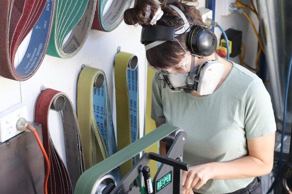 Ebony Lowry, founder of Lady Made Tools, who makes knives especially for women.