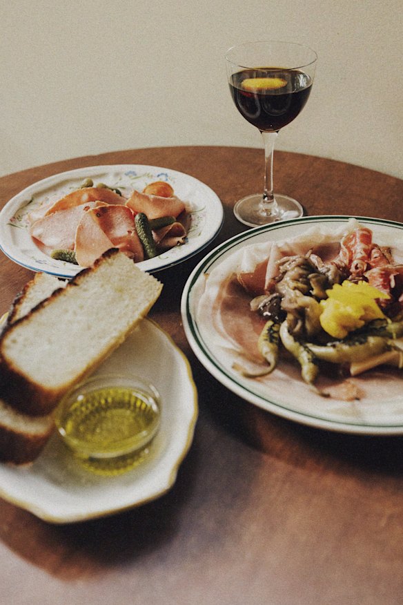 There are various antipasto plates available alongside fluffy focaccia.