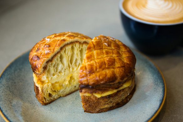 A pastry inspired by the Hong Kong dim sum favourite, pineapple buns.
