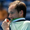 Daniil Medvedev won his first round match in straight sets over Henri Laaksonen.
