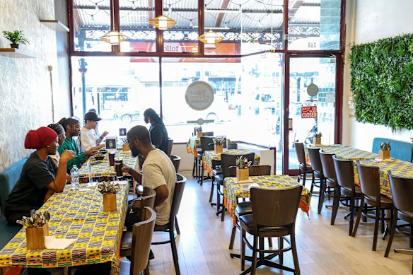 Inside Jollof Vibe’s new Flemington restaurant.