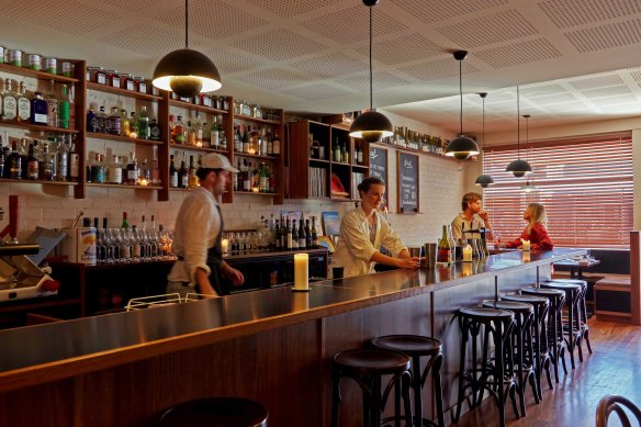 Bar Superette’s spotted-gum timber bar sure is handsome.