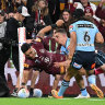 Queensland thrash NSW to seal Origin series after two send-offs for brawl