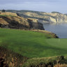 The 15ht hole - Pirate’s Plank - at Cape Kidnappers.