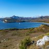 The bush and buttongrass fields above Spain Bay.