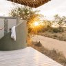 Outdoor showers at Simbavati Camp George’s luxury suite.