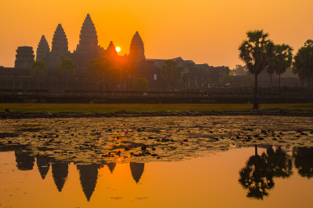 Sunrise at Angkor Wat.