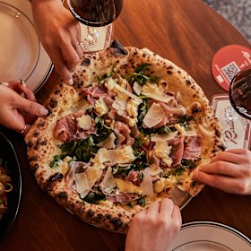 Pizza from next door at Teo’s.