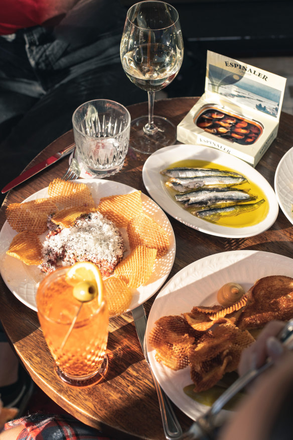 Tinned seafood is a specialty. 
