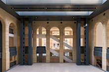 Tall bay windows run along the facades of Fondation Cartier.