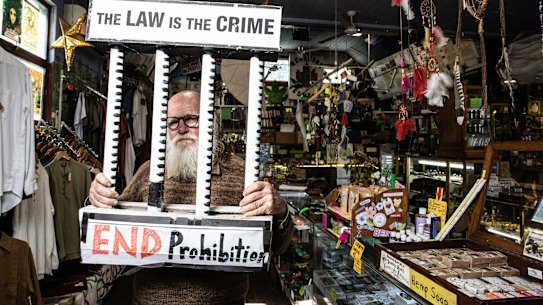 Michael Balderstone, president of the Legalise Cannabis Australia (LCA) party and boss of the HEMP Embassy in Nimbin.