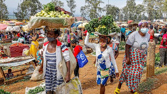 A weekly market in Nyamata. The south-eastern town is the site of a memorial to the 1994 genocide.