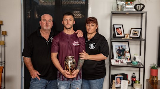 Brett, Mitch and Belinda Beasley have struggled since Jack’s death.