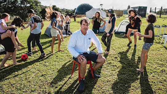 The Living School’s buildings were completley destroyed in the recent Lismore floods and need to be rebuilt. Students are now learning at various sites including this farm in Skennars Head. 