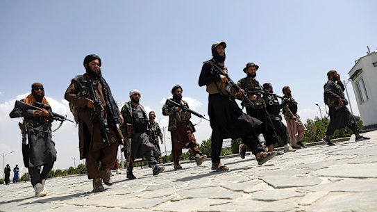 Taliban fighters on patrol in Kabul.