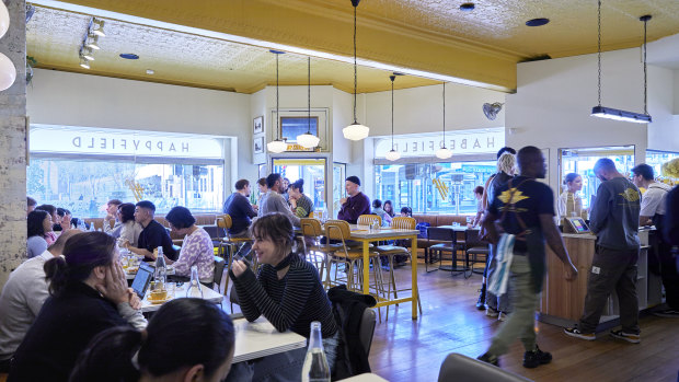 Inside the ridiculously popular Happyfield cafe in Haberfield.