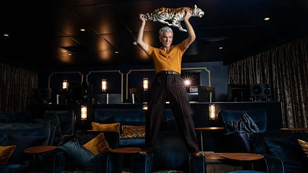 Baz Luhrmann in his Gold Coast-based theatrette modelled on Elvis’ suite in the Las Vegas Hilton in the 1970s. The director is known for persuading Hollywood studios to give him huge budgets for his films.