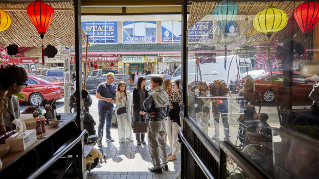 Customers wait for table at Cabramatta’s popular Com Ga Ba Nga Hoi An.