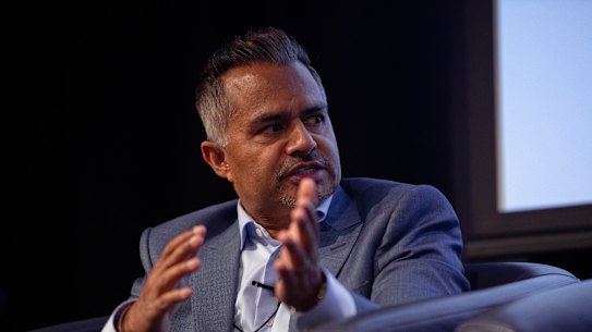 Stockland CEO Tarun Gupta at the NHFIC’s State of the Nation’s Housing 2023 report event held at the Sydney Masonic Centre