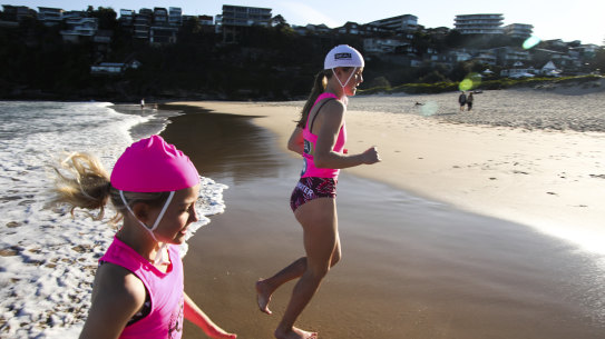 Piper Brenchley, 8, and Ava McGettigan are Nippers at Freshwater Surf Life Saving Club. 