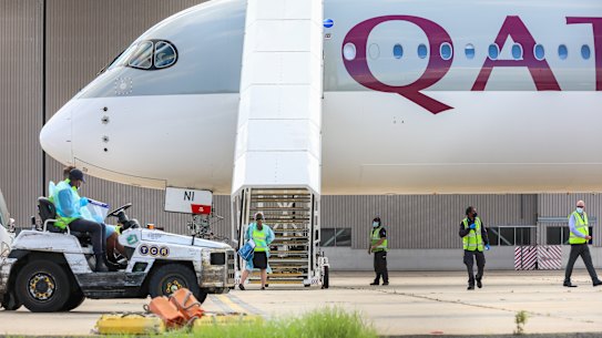 One of the flights chartered for the Australian Open contingent.