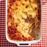 Pasta bake with roasted pumpkin and ricotta.