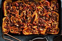 Bread and butter pudding that’s boozy and a little chocolatey.