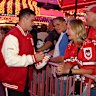 Daniel Atkinson of the Dragons greets fans during a NRL fan event at the Freemont Street Experience on February 26, 2026 in Las Vegas, Nevada. (Photo by Ian Hitchcock/Getty Images)