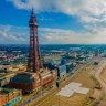 Blackpool Promenade and soaring tower.